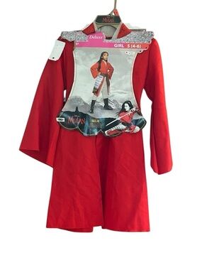 Disney Mulan Costume Girls Small 4-6 Deluxe Hero Red Dress Warrior Disguise